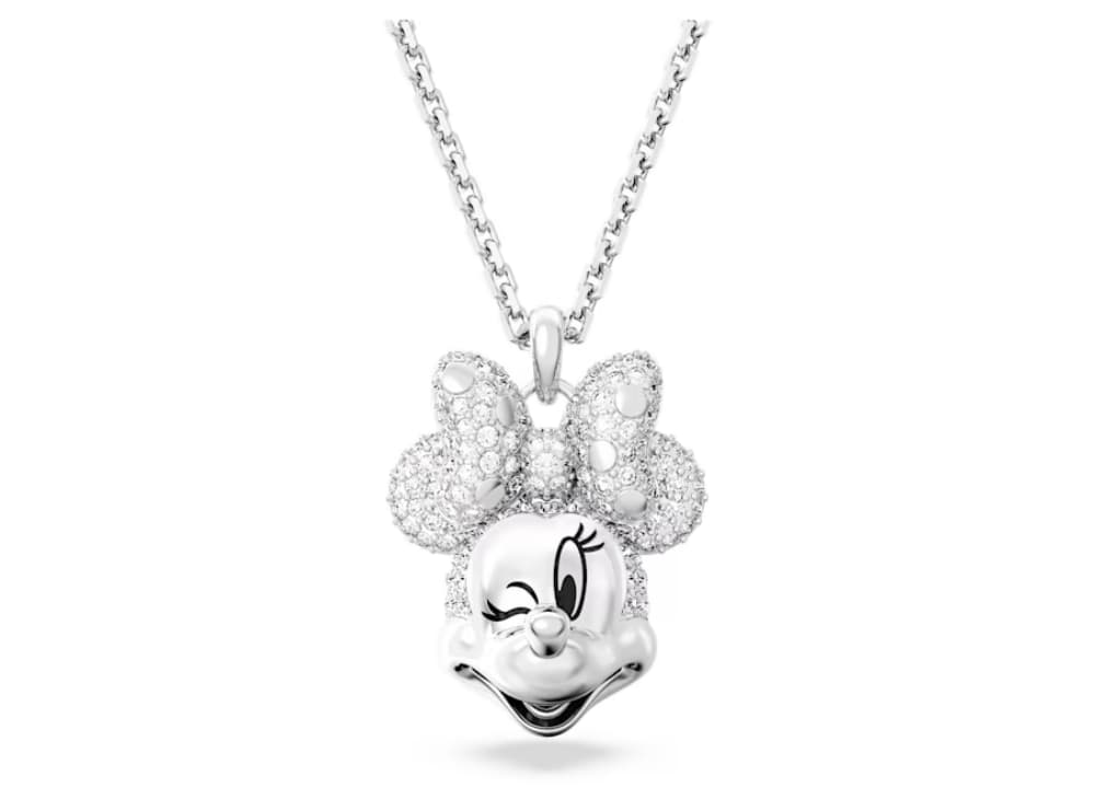 Disney Minnie Mouse ペンダント ヘッドシェイプ, ホワイト, ロジウム・プレーティング