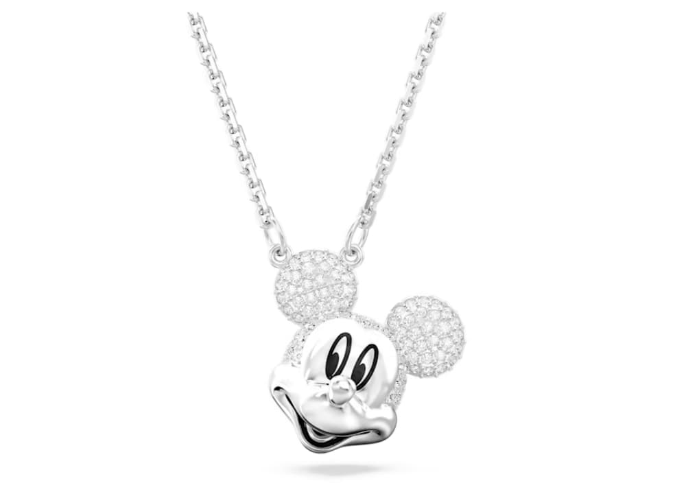 Disney Mickey Mouse ペンダント ヘッドシェイプ, ホワイト, ロジウム・プレーティング